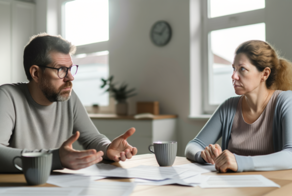 Coppia discute con calma i primi passi della separazione legale, un momento delicato che richiede consulenza professionale.